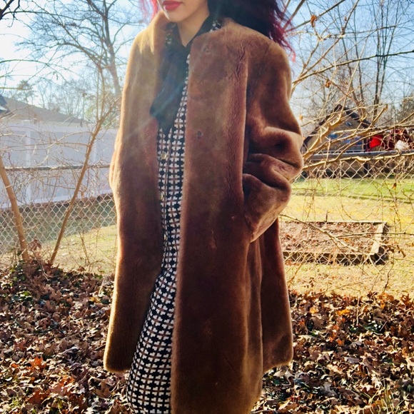 Vintage Teddy Bear Coat Dyed Lamb Fur Winter - Picture 7 of 8